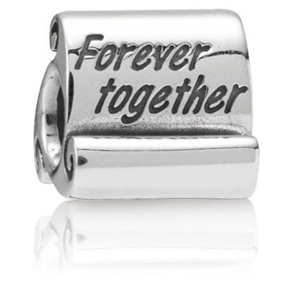 PANDORA Forever Together Scroll Charm Authentic Silver Romance Love Family - Picture 10 of 10
